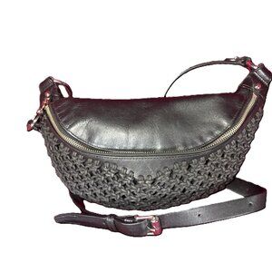 Rebecca Minkoff Julian Hobo Belt Bag - Black Woven Leather